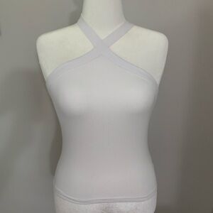 Cross-Cross White Halter Tank, Size: M